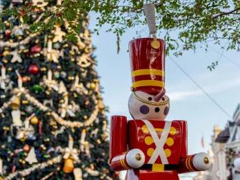 Christmas at Walt Disney World A toy solder in front of a giant Christmas tree