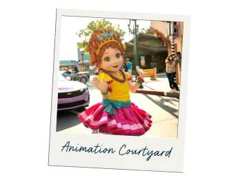 A polaroid labelled Animation Courtyard with a picture of Fancy Nancy inside
