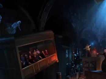 Concept art of a Harry Potter Ministry of Magic themed attraction