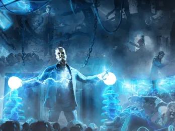 Concept art of Frankenstein and other Universal Monsters in Monsters Unchained: The Frankenstein Experiment