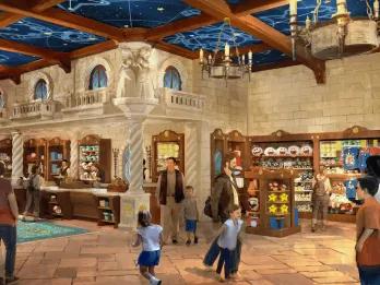 Concept art of a store selling Nintendo themed merchandise