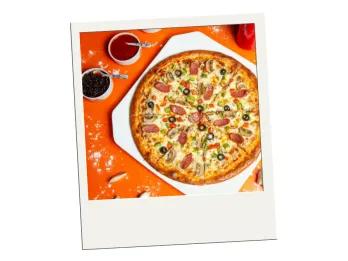 Budget Buffets in Orlando A polaroid picture of a pizza cut into slices