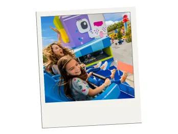 LEGOLAND Resort Florida A polaroid image of a woman and young girl on a thrill ride