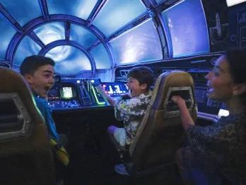 Guests on Millennium Falcon: Smugglers Run at Disney's Hollywood Studios in Orlando