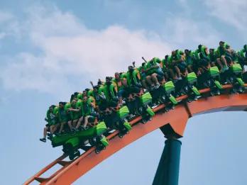 Roller coaster barf bag A green rollercoaster riding along the track