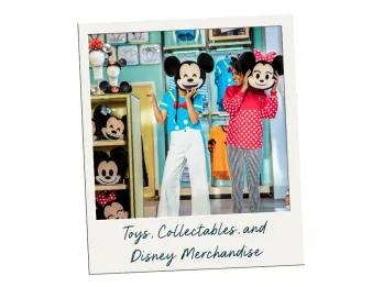 A polaroid image of two people using Mickey Mouse shaped bags to cover their faces