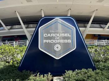 Walt Disney's Carousel of Progress A sign outside of a theme park ride called The Carousel of Progress