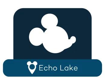 A silhouette of Mickey Mouse above a location label for Echo Lake