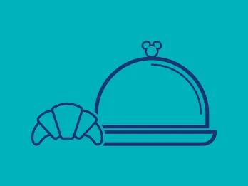Premium Meal Plan An illustration of a cloche and a croissant on a blue background
