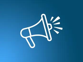 Cartoon megaphone on a blue background 