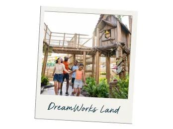 DreamWorks Land A polaroid of a family walking underneath a treehouse with Pinocchio looking out the window