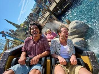 Guests on Hiccup's Wing Gliders at Universal Epic Universe