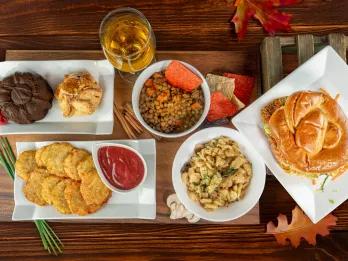 Taste of Space: Fall Bites! A bird's eye view of a table full of autumnal food dishes
