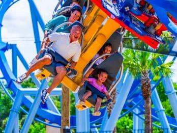 Guests on Phoenix Rising at Busch Gardens Tampa Bay