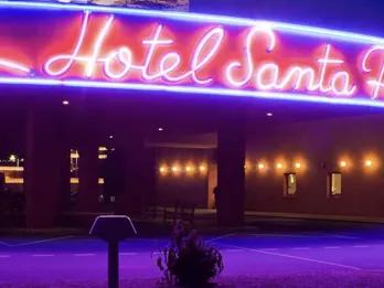 Disney Hotel Santa Fe Neon Sign at Night