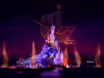 Disneyland Paris lit up at night