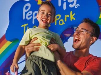 Guests at Peppa Pig theme Park in Florida entrance 