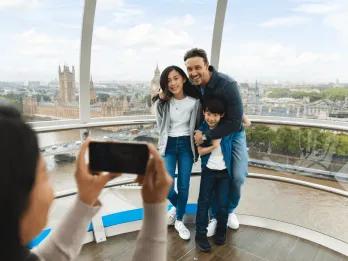 Family taking a picture on the London Eye