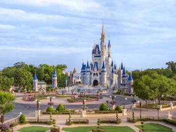 Cinderella Castle surrounded by gardens at Magic Kingdom