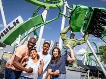 Guests in front of the Hulk Coaster, Universal Islands of Adventure