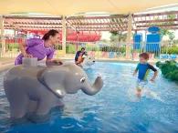 Mother and son playing at the Duplo Splash Safari play area at LEGOLAND Water Park Dubai