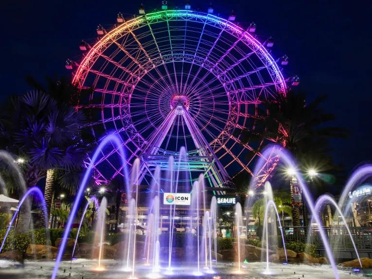 The Wheel at ICON Park at night