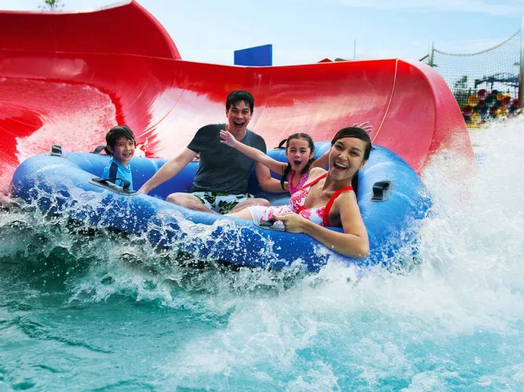 Family on Red Rush at LEGOLAND Dubai Water Park