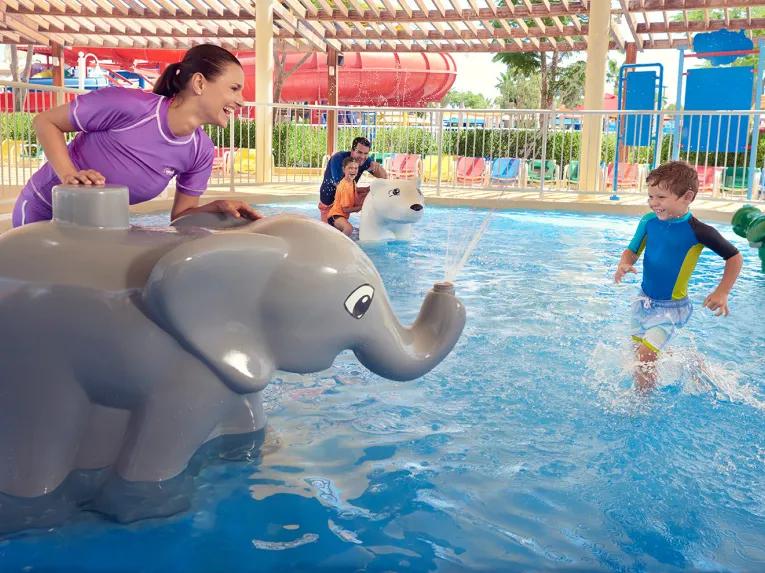 Mother and son playing in DUPLO® Splash Safari at LEGOLAND Dubai Water Park