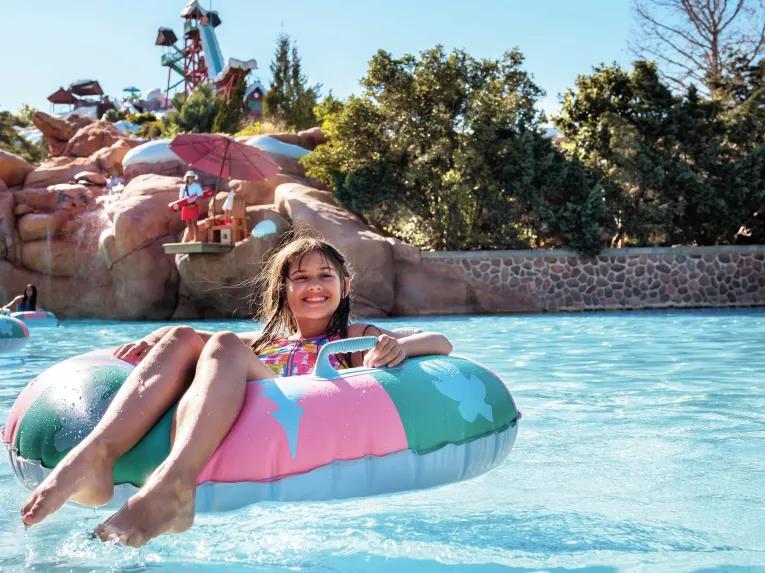 Girl on lazy river at Disney's Typhoon Lagoon
