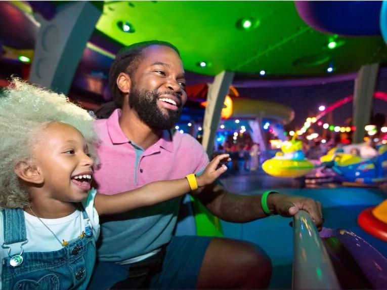Guests enjoying Alien Swirling Saucers at Disney's Hollywood Studios