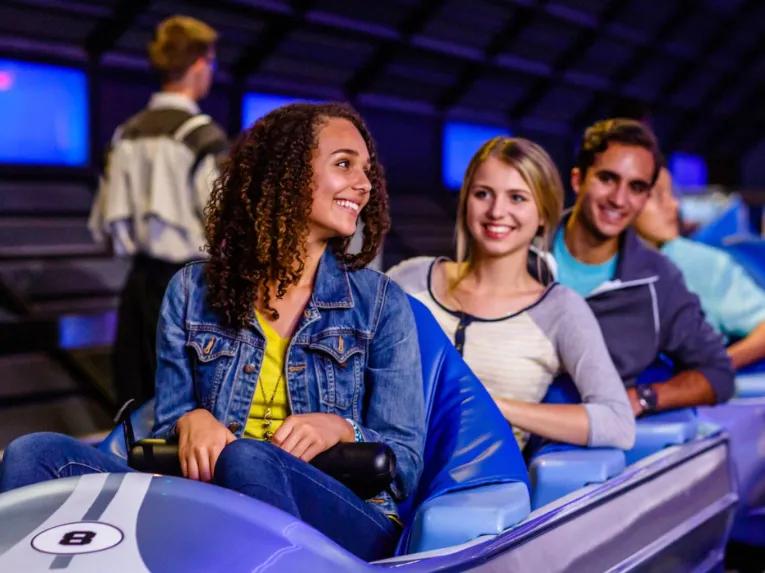 Guests on Space Mountain at Magic Kingdom