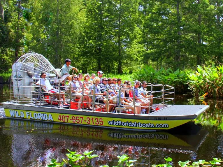 Guests enjoying Florida's natural beauty on a wild florida airboat ride