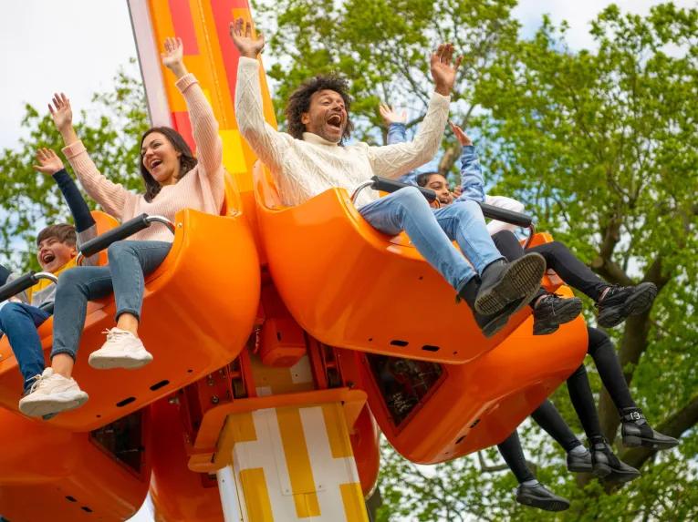 Guests on Fire & Ice Freefall ride at LEGOLAND Windsor