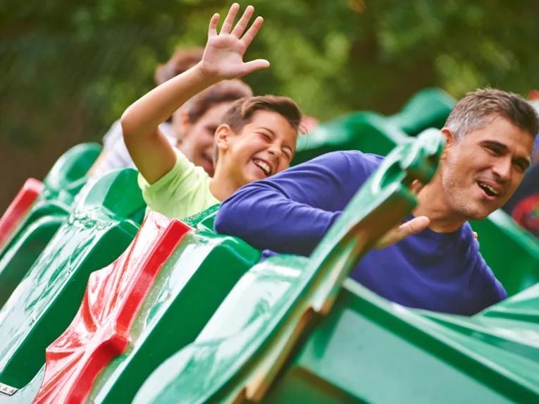 Guests riding the Dragon at the LEGOLAND Windsor