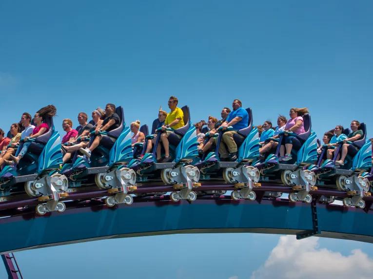 Guests riding Mako rollercoaster at SeaWorld Orlando