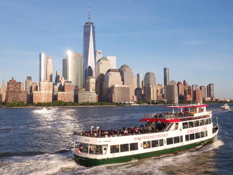 Circle Line Ferry with New York Skyline in the background