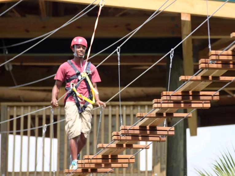 Man on the Screamin’ Gator Zip Line experience at Gatorland