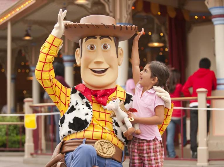 Guest with Woody at Disney California Adventure