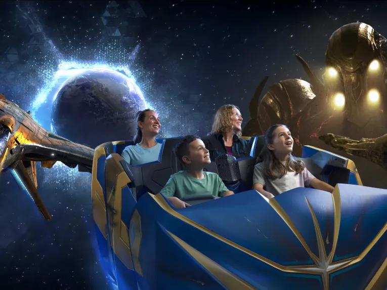 Guests on Guardians of the Galaxy: Cosmic Rewind, EPCOT