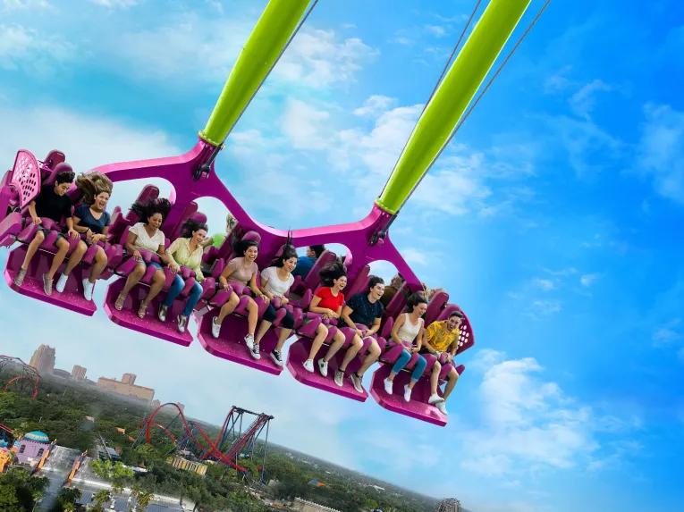 Guests riding Serengeti flyer at Busch Gardens Tampa Bay