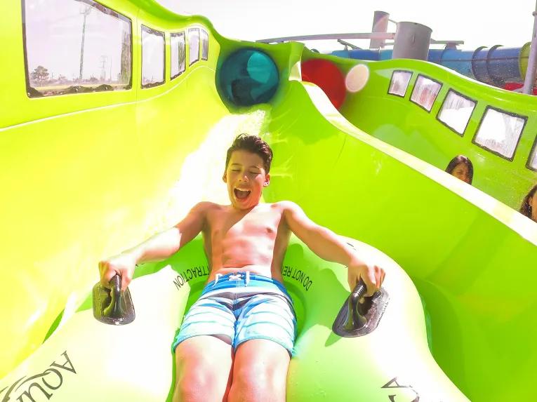 Boy on Rip Tide Race at Aquatica in Orlando