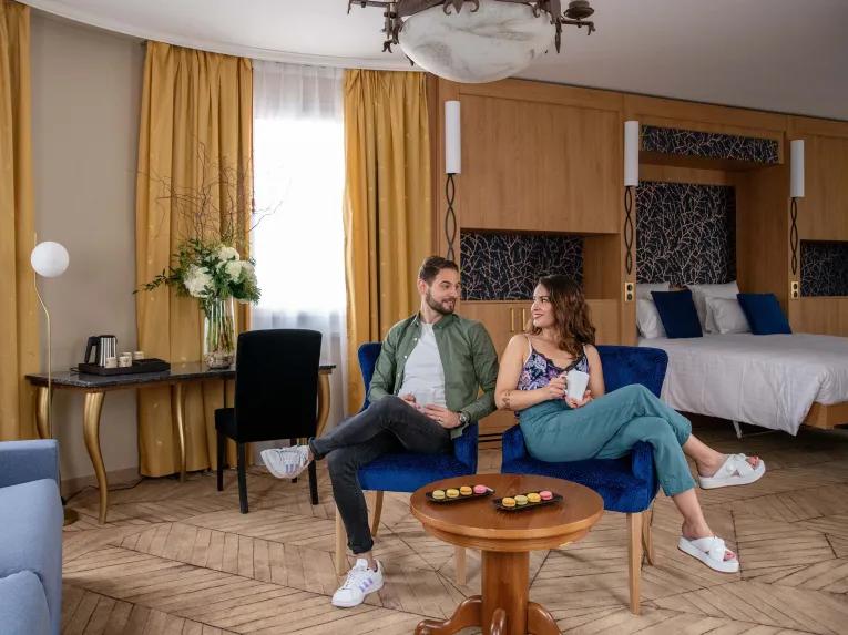 Couple in Junior suite at the Dream Castle Hotel Paris