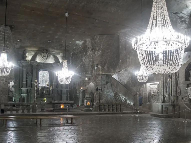 Chandelier-in-chapel
