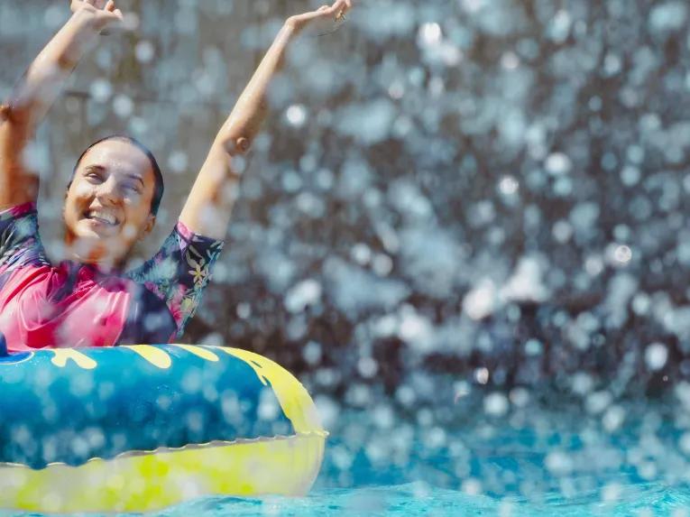 Woman on Action River, Wild Wadi Waterpark in Dubai