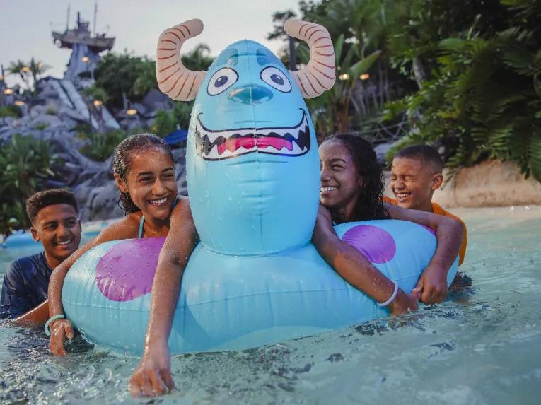 Guests in lazy river, Disney H2O Glow Nights at Disney’s Typhoon Lagoon