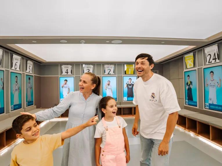 Happy family enjoying Real Madrid World Dubai