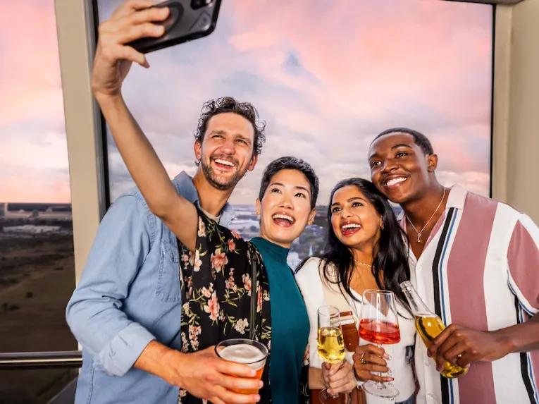 Group selfie inside an Orlando Eye Capsule