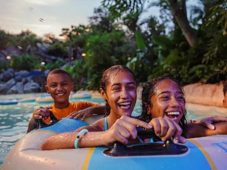 Guests tubing on Castaway Creek at Disney's Typhoon Lagoon