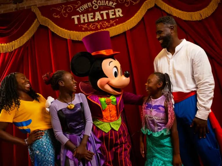 Family with Mickey Mouse at Mickey's Not So Scary Halloween Party in Magic Kingdom