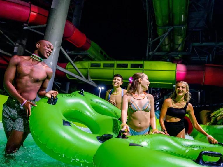 Guests at AquaGlow Pool Party at Aquatica Orlando